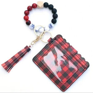 1 LEFT! Buffalo Plaid Bangle Wristlet Wallet